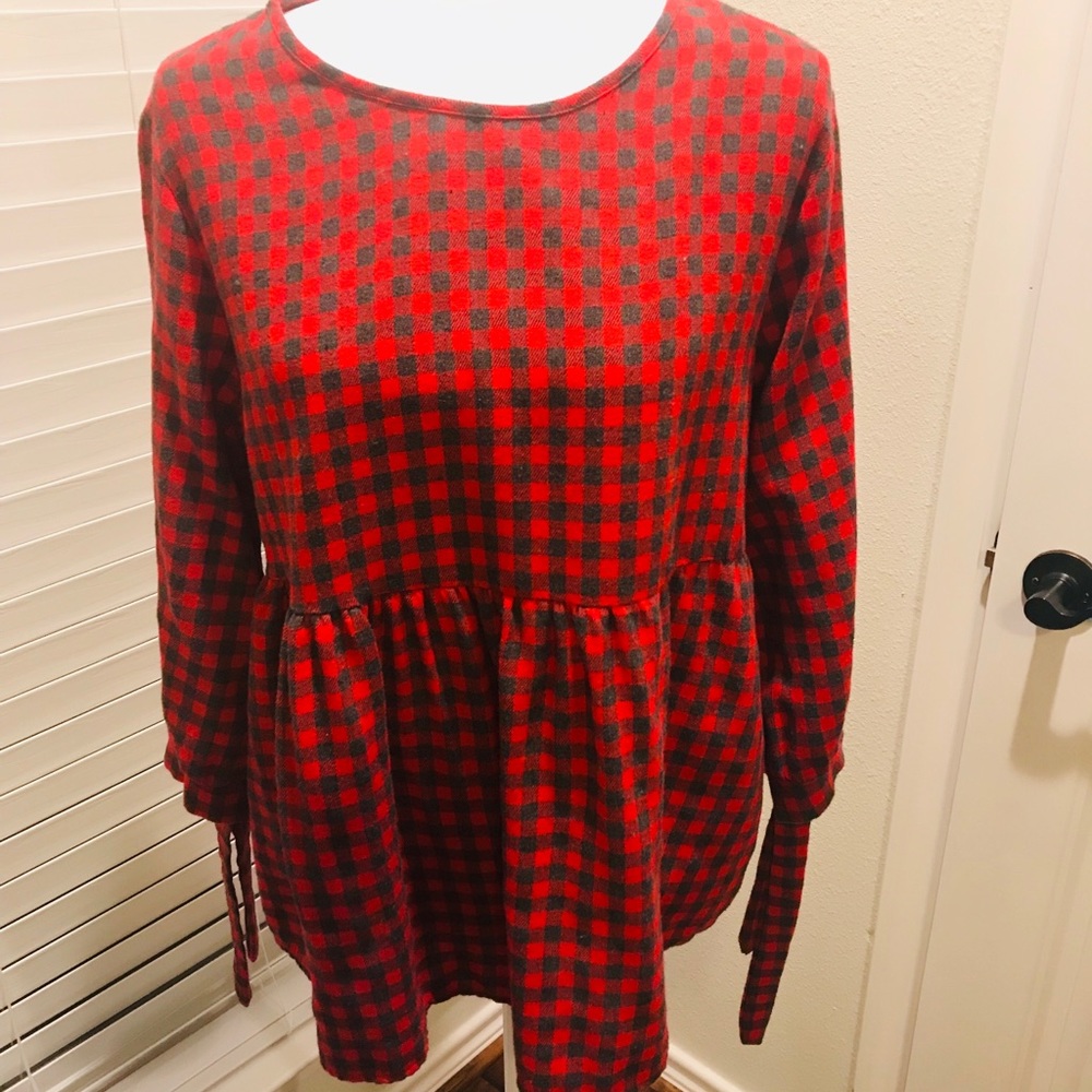 Checkered Peplum Top